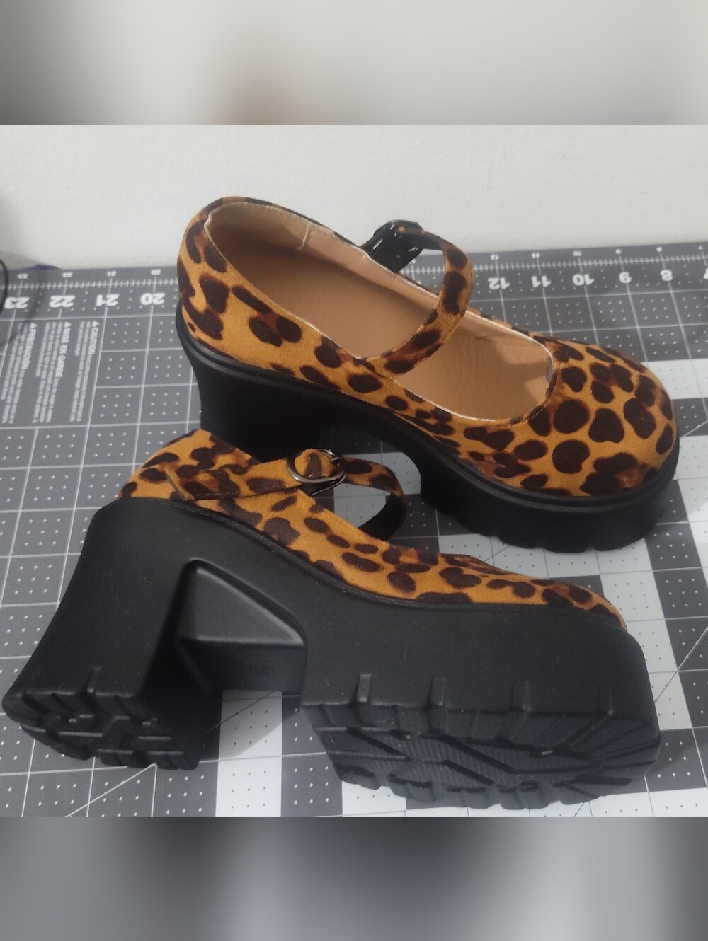 Leopard Mary Jane Platform Shoes